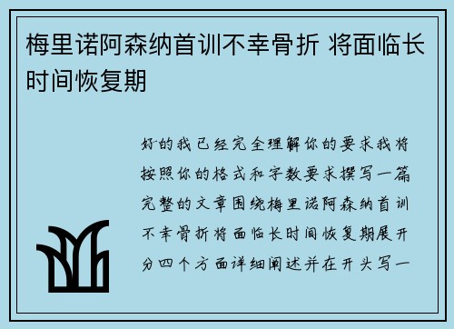 梅里诺阿森纳首训不幸骨折 将面临长时间恢复期